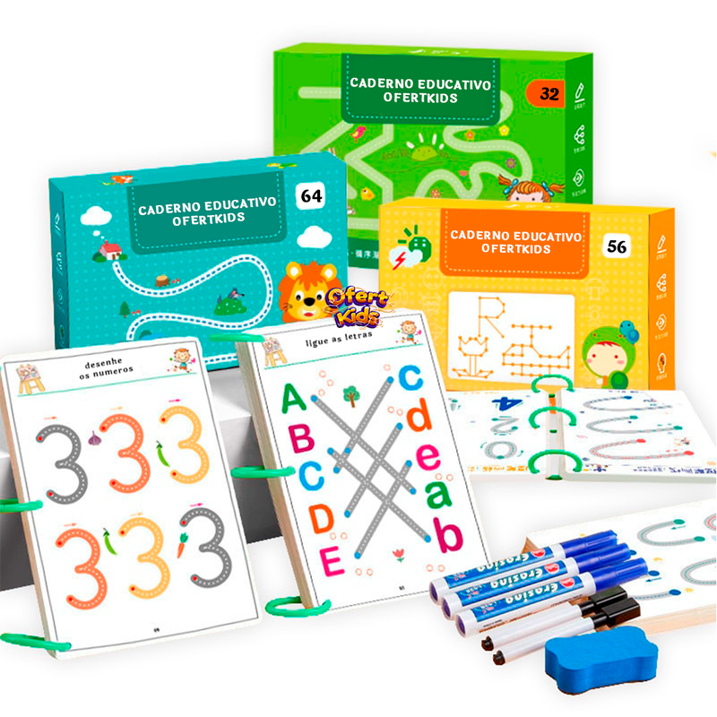 Caderno Montessori Educakids -Treine a Coordenação Motora e Desperta a Imaginação da Criança + BRINDES EXCLUSIVOS