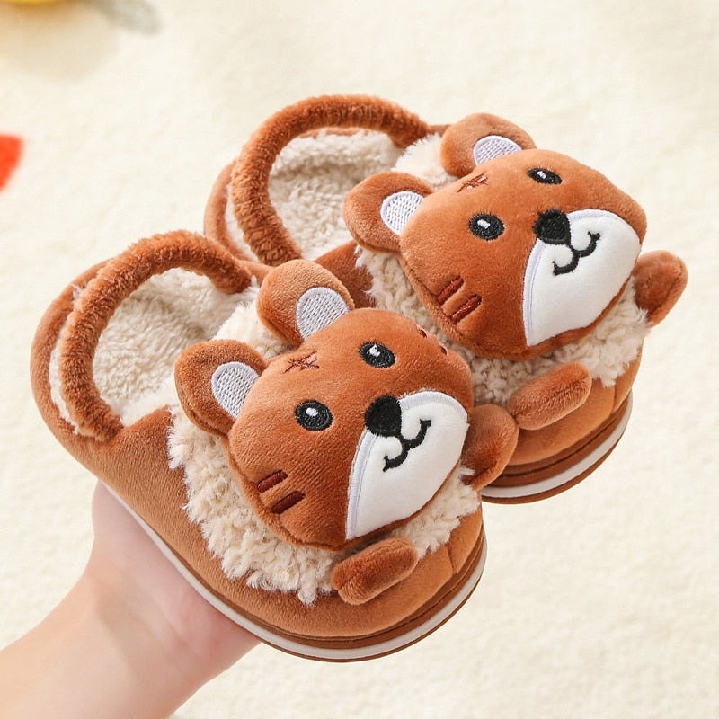 Pantufa Infantil Baby Animal - Pelúcia, Flexível e Solado em EVA Antiderrapante