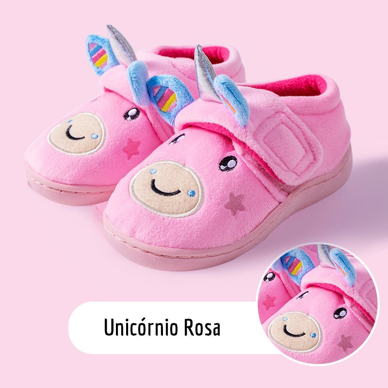 Pantufa Infantil de Unicórnio Rosa