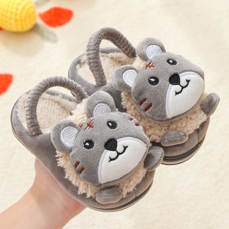 Pantufa Infantil Baby Animal - Pelúcia, Flexível e Solado em EVA Antiderrapante