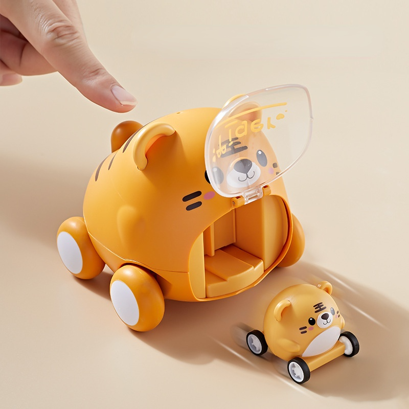 Montessori, Veículo de Catapulta Mini Carro Urso para Crianças